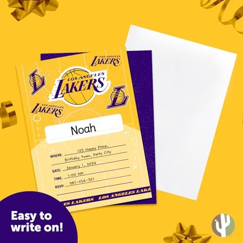 Desert Cactus LA Lakers Invitations 10 Count With Envelopes