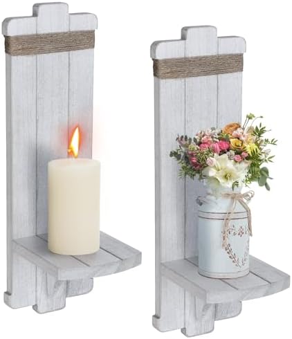 Alphatool Farmhouse Wall Decor Candle Sconces 2 Pcs