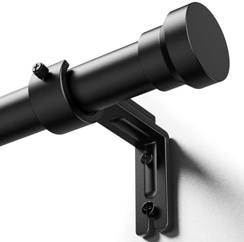 YaFex 1 Inch Heavy Duty Curtain Rod with Matte Black Finish