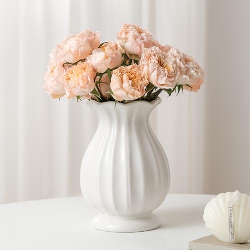 White Ceramic Vase 76 Inch Modern Farmhouse Decor