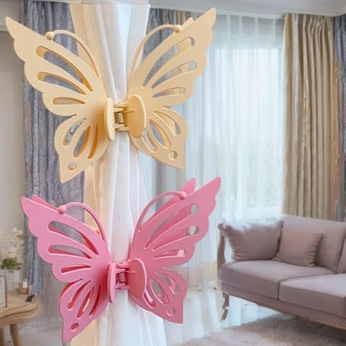 Lovely Pink Butterfly Curtain Tiebacks 2Pcs