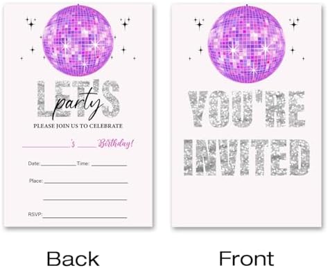 Brayqu Retro Disco Birthday Invites with Envelopes