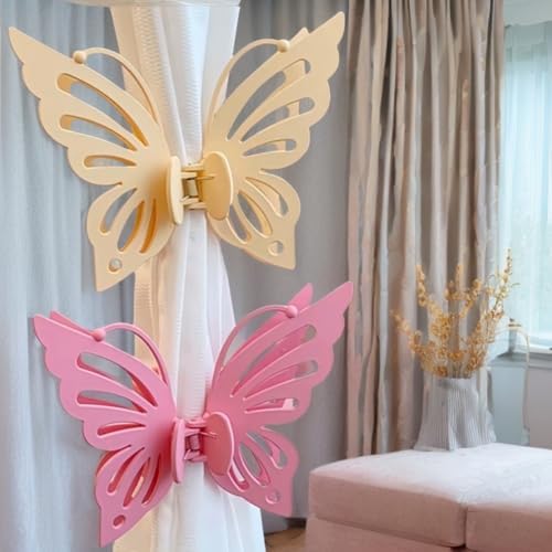 Lovely Pink Butterfly Curtain Tiebacks 2Pcs