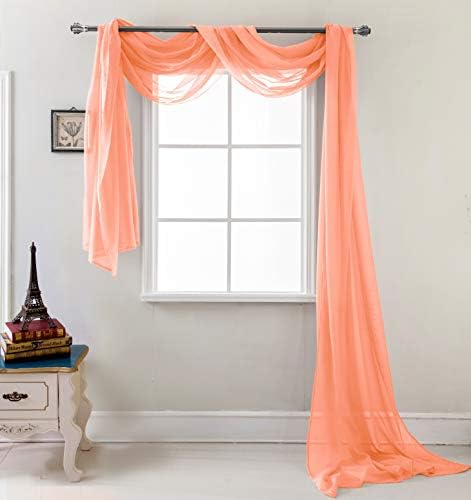 RT Designers Collection Celine Sheer Curtain Scarf Coral 55x216