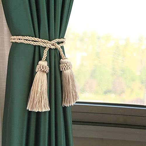 Fenghuangwu Curtain Tiebacks Handmade Decorative Holdbacks Rope with Tassel 2P
