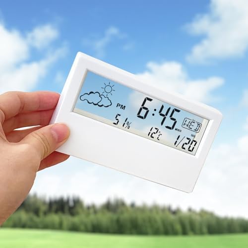 SawGlory Transparent Digital Alarm Clock with Humidity and Temperature Display