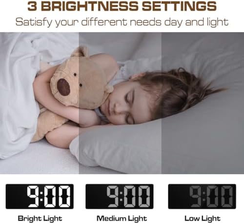 Knigswerk Small Digital Alarm Clock with Large Display and Adjustable Brightness
