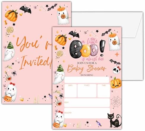 Baby Shower Invitations 4x6 A Little Boo Gender Reveal Party Cards 25 Pieces