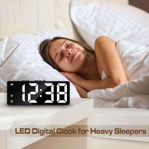 Knigswerk Small Digital Alarm Clock with Large Display and Adjustable Brightness