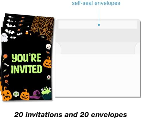 Spooky Halloween Party Invitations with Envelopes Set of 20
