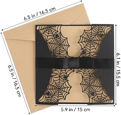 LUOEM 10pcs Halloween Invitations with Spiderweb Design and Bowknots