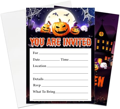 Spooky Halloween Party Invites 15 Set 5x7 Double Sided