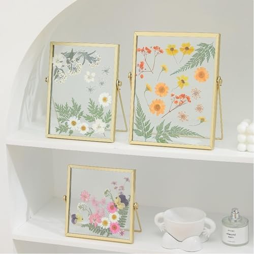 Gold Metal Double-Sided Picture Frame 15x20cm