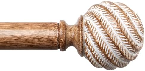 Wood Grain Curtain Rod 32-120 Inches Boho Style
