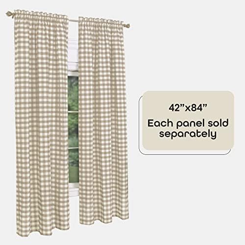 ACHIM Buffalo Check Panel Curtains - Taupe Ivory Plaid 42x84 Inches