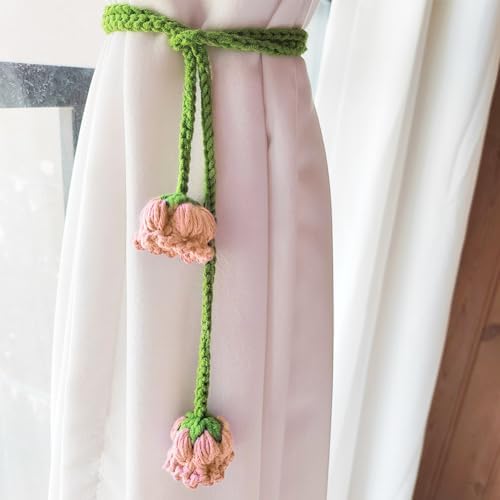 WAYUTO Pink Flower Curtain Holdbacks 2Pcs Adjustable