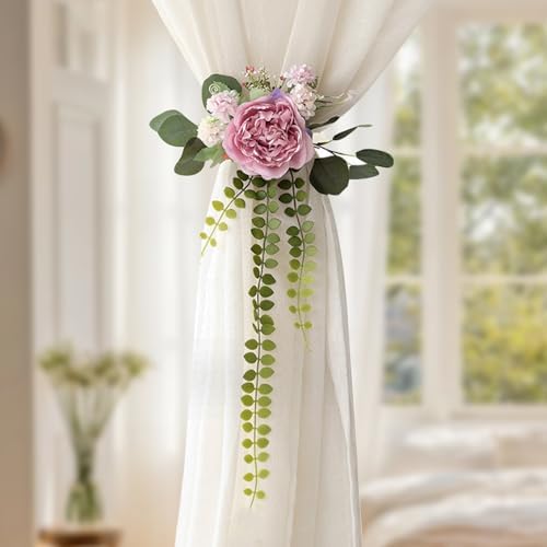 2 Pack Purple Rose Design Curtain Tiebacks