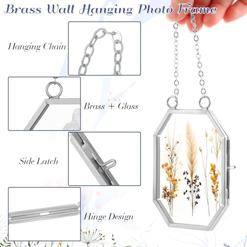 Marsui 6pcs Double Glass Frame for Pressed Flowers Silver