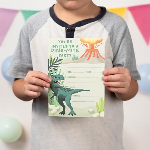 Rileys Co 50-Pack Dinosaur Party Invitations for Kids