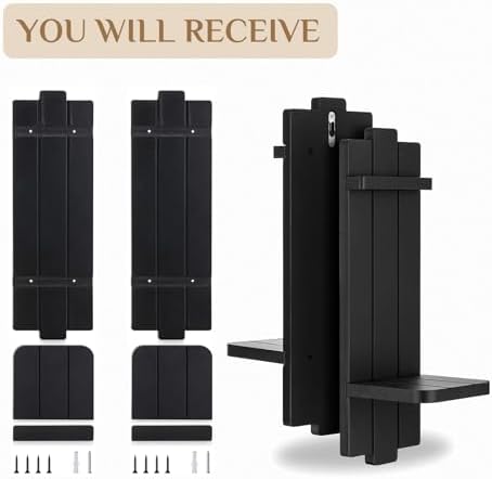 Walasis Black Wood Candle Sconces Set of 2