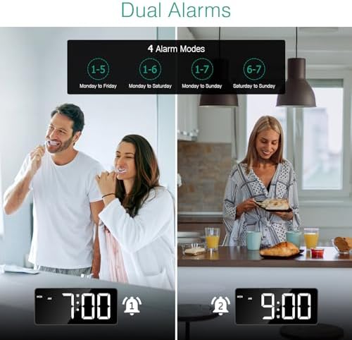 ORIA Digital Alarm Clock with Large Display and Adjustable Brightness