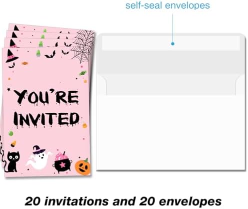 Pink Halloween Party Invitations Set of 20