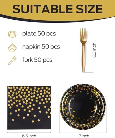 Lzerking Party Plates Napkins Forks Set for 50 Guests