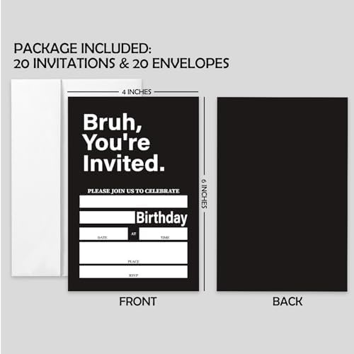 AEHIE 20 Piece Boys Birthday Invitations With Envelopes