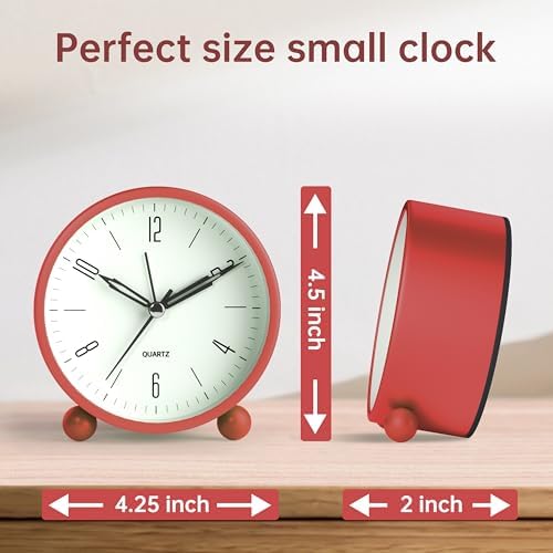 Jall Analog Alarm Clock with Night Light and Silent Hand