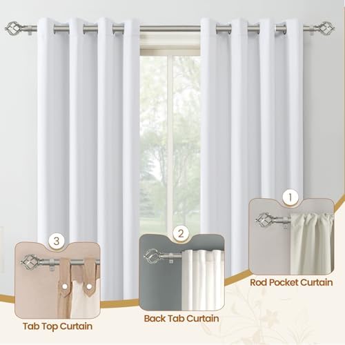 KAMANINA Silver Curtain Rod 32-58 Inch Adjustable Single Rod