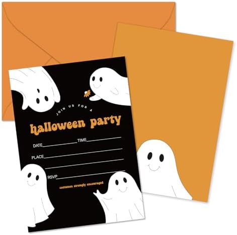 Whaline Halloween Invitation Set of 25 with Envelopes