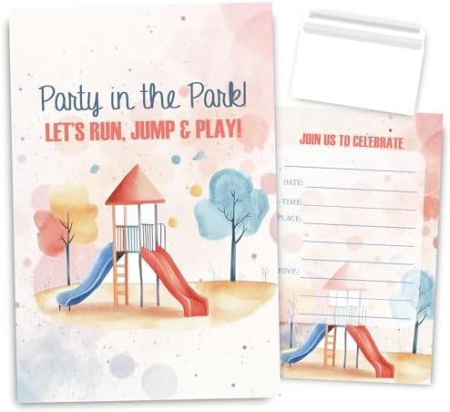Playground Birthday Invitations for Kids 30 Sets with Envelopes