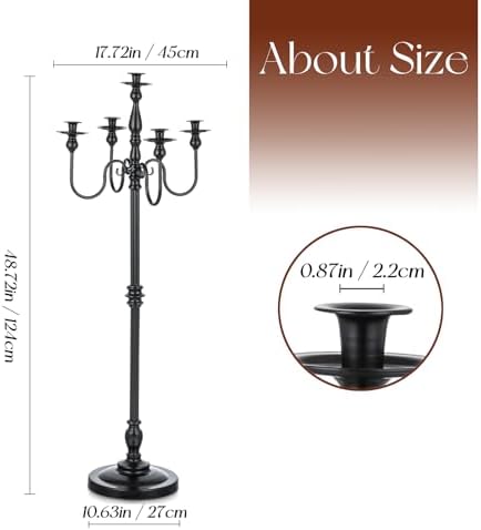 Candeldo 48 Inches Black Candelabra Set of 2