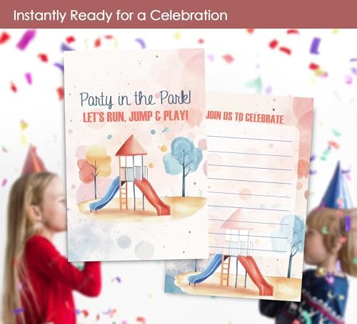 Playground Birthday Invitations for Kids 30 Sets with Envelopes