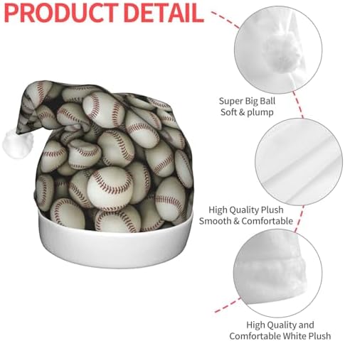 Baseball Print Christmas Hat with LED Lights