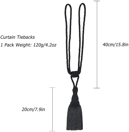BEL AVENIR 2 Pack Navy Curtain Tiebacks with Tassels