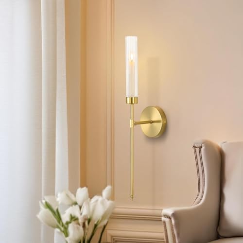 Gold Wall Candle Sconce Set of 2 for Living Room and Fireplace