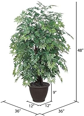 Vickerman 4ft Indoor Artificial Ming Aralia with Brown Container