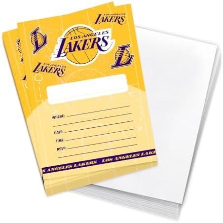Desert Cactus LA Lakers Invitations 10 Count With Envelopes