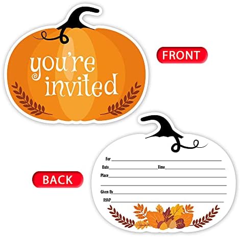 Haizct Halloween Pumpkin Fill-In Invitations 15 Pack
