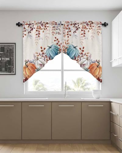 Thanksgiving Swag Curtain with Rod Pocket