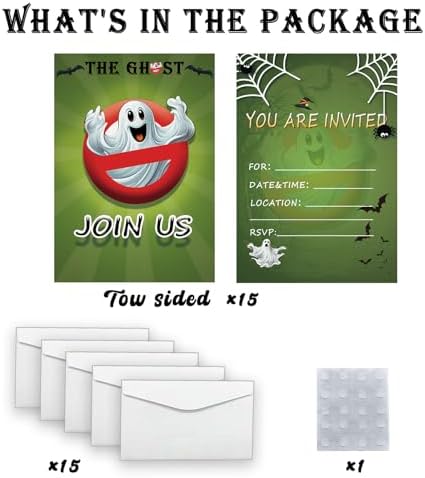 Ghost Party Invitation Cards Halloween Magic Theme Spiderweb Design