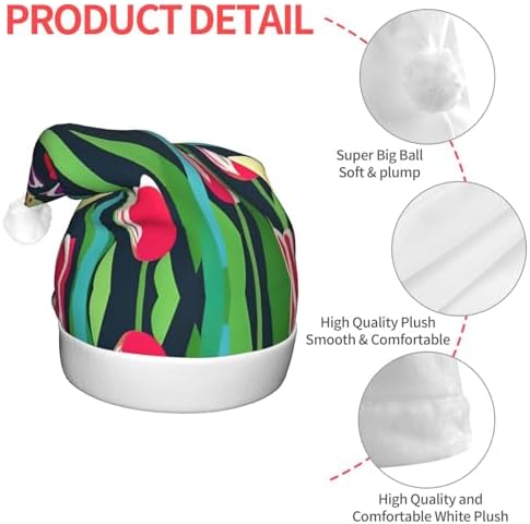 Colorful Tulips Print Christmas Hat with LED Lights