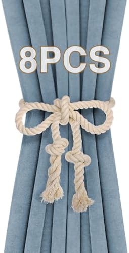 8 Pcs Hand Woven Curtain Tiebacks No Drilling