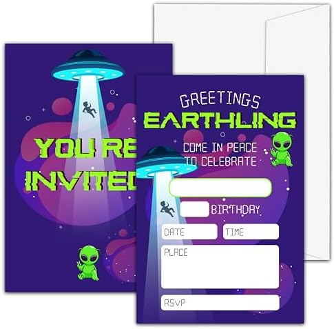 Alien Birthday Invitations 20 Piece Set