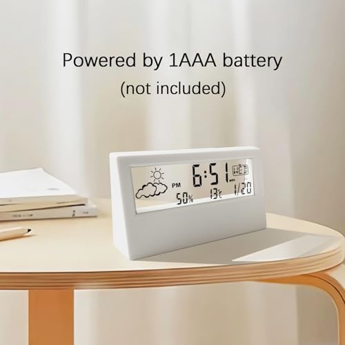 SawGlory Transparent Digital Alarm Clock with Humidity and Temperature Display