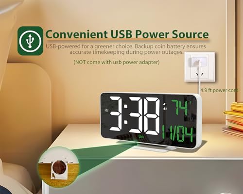 67 Inch Digital Alarm Clock with Temperature Display