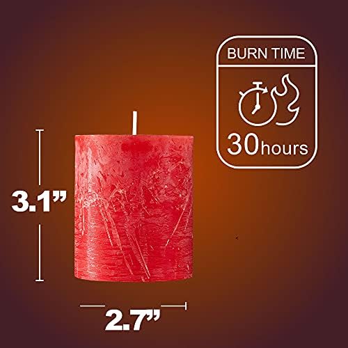 SPAAS Rustic Red Pillar Candles Set of 4
