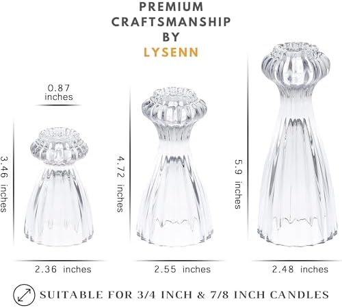 Lysenn Glass Candlestick Holder Set of 3