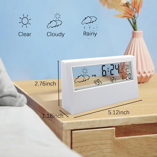 SawGlory Transparent Digital Alarm Clock with Humidity and Temperature Display